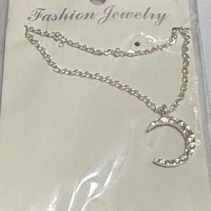 Brand new Quarter moon dainty Luna silver necklace.
